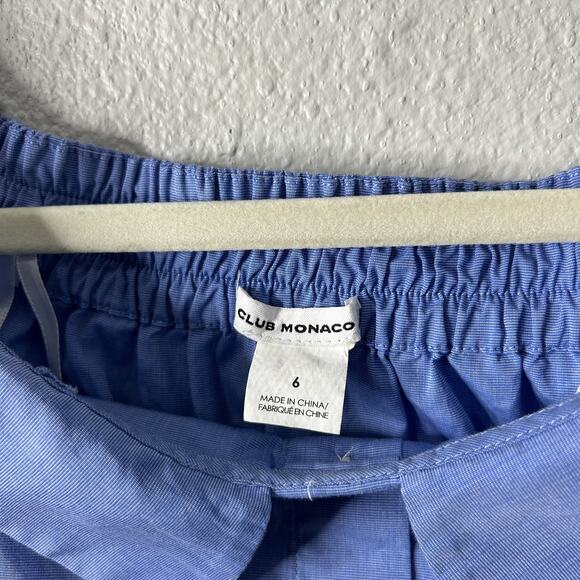 Club Monaco Jearim Off Shoulder Button Down Top Size 6 Blue Collared Shirt - Picture 5 of 10